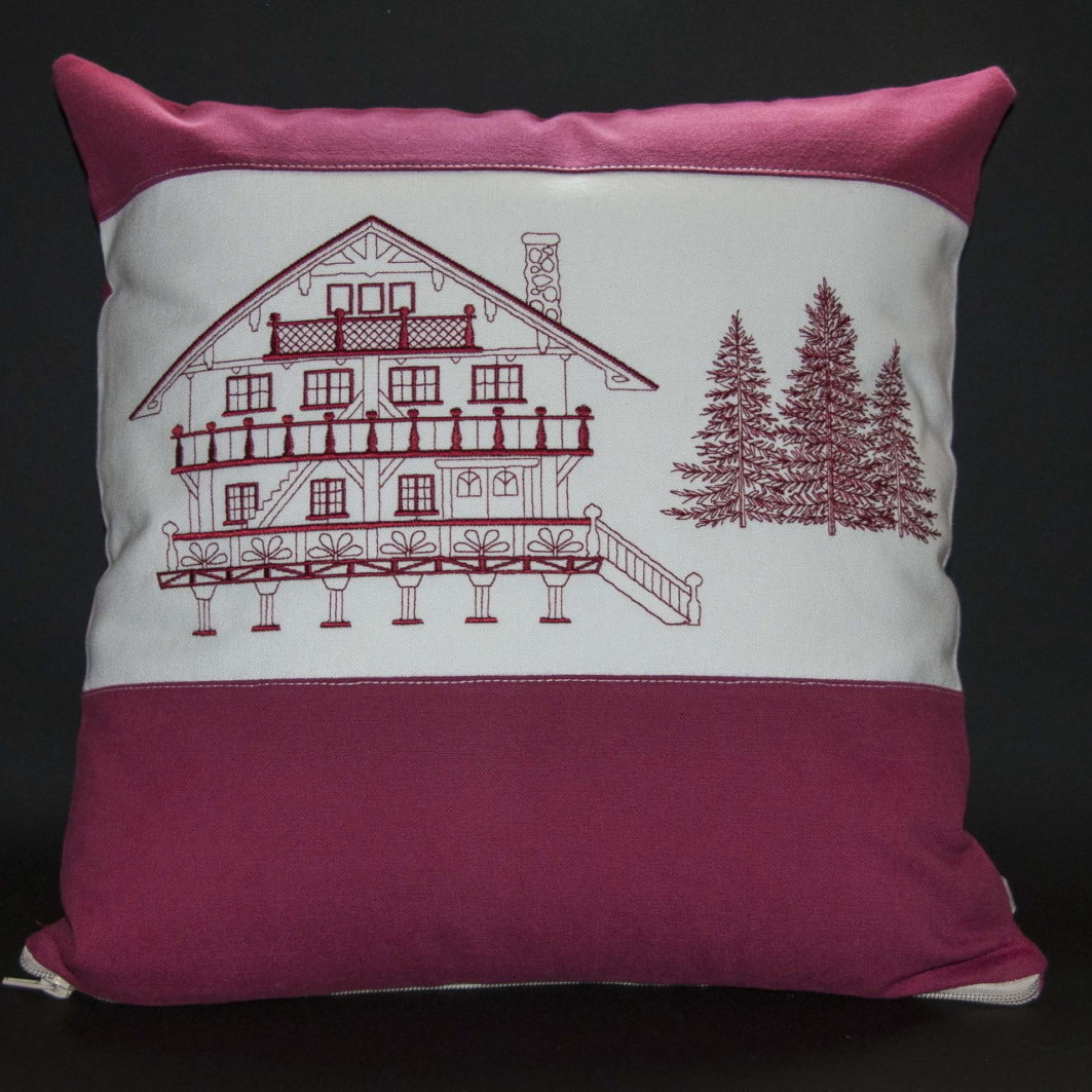 Housse de coussin Chalet rouge, fabrication artisanale