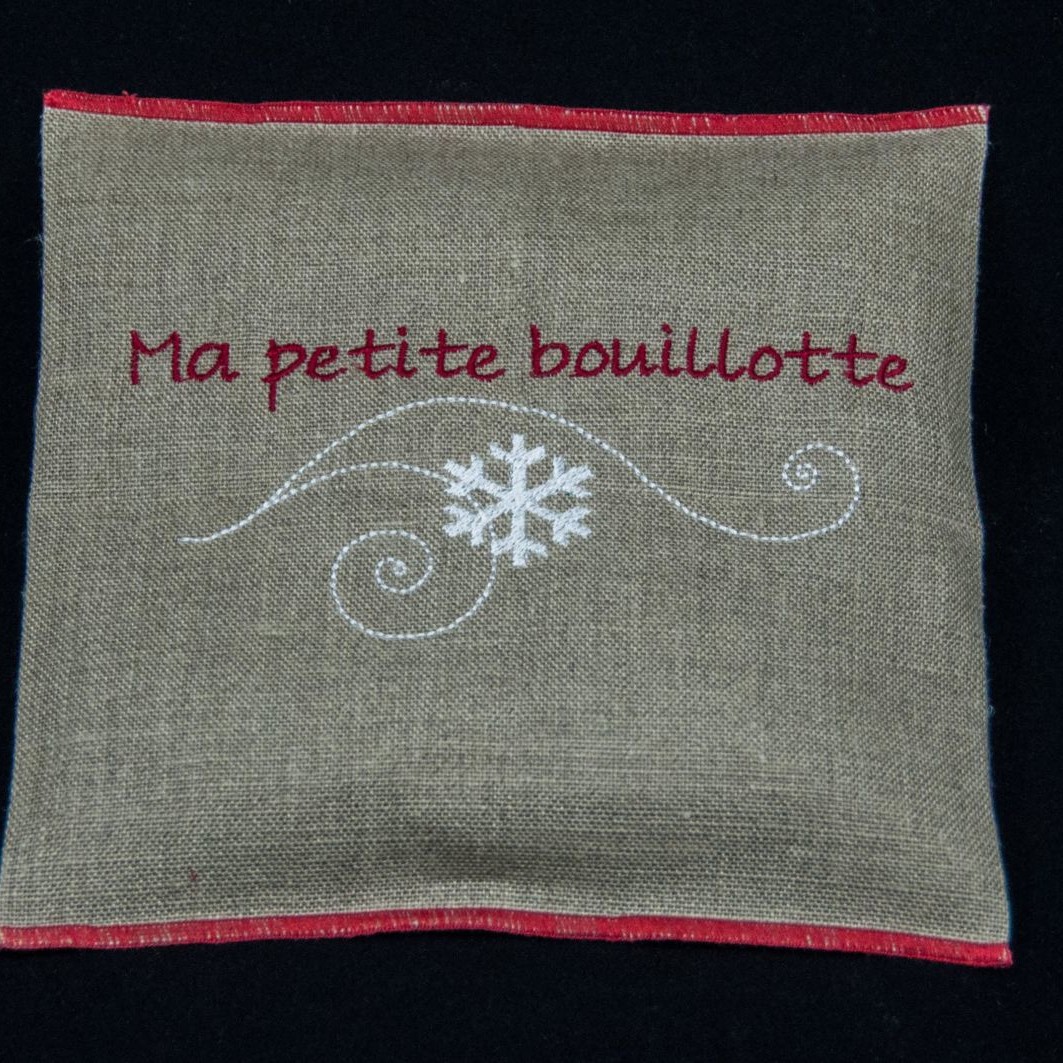 bouillotte brodée, bouillotte sèche, naturelle, chaude