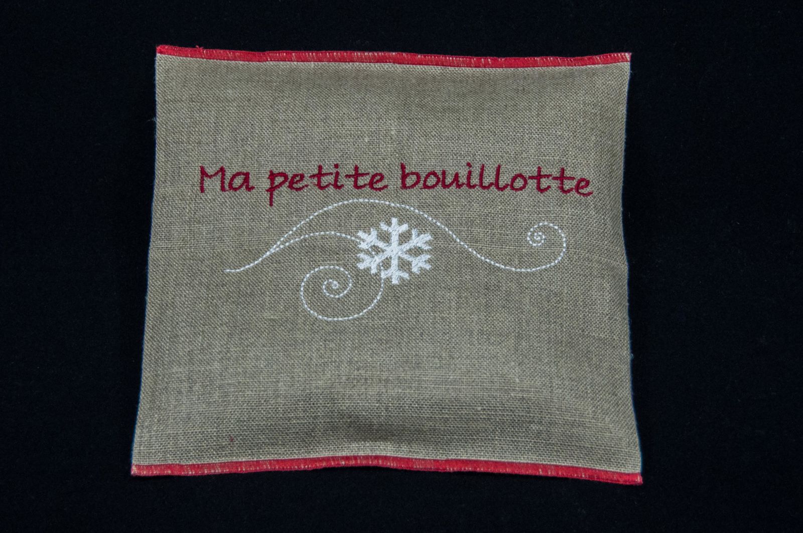 bouillotte brodée, bouillotte sèche, naturelle, chaude