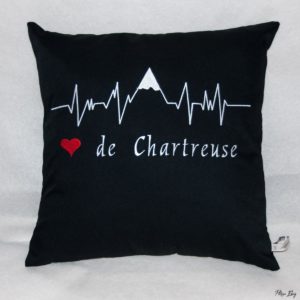 Housse de coussin 40x40 : Cœur de Chartreuse (noir)