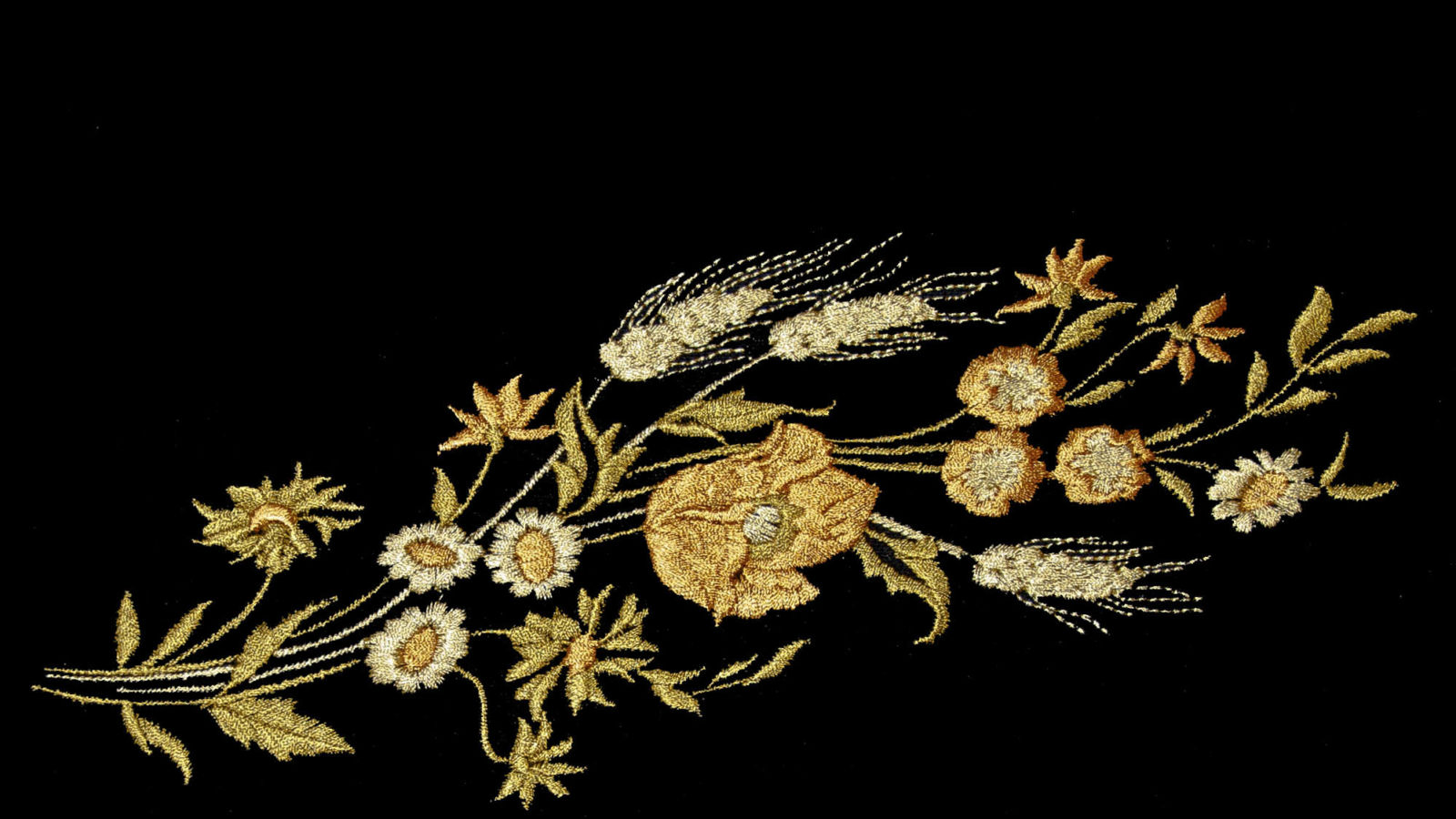 Bannière, broderie fleurs