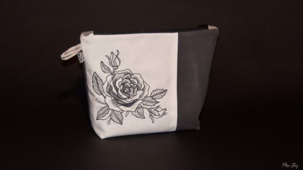 Pochette rose au fusain, trousse, accessoire mode femme