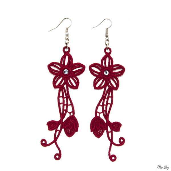 boucles d'oreilles fleur rouge, bijoux fantaisie