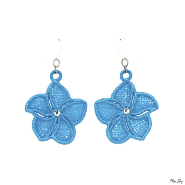 Boucles d'oreilles "Fleur de Frangipanier turquoise", bijoux fantaisie
