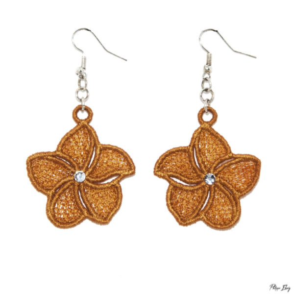 Boucles d'oreilles "Fleur de Frangipanier ocre", bijoux fantaisie