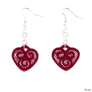 Boucles d'oreilles "Cœur Celtique rouge", bijoux fantaisie