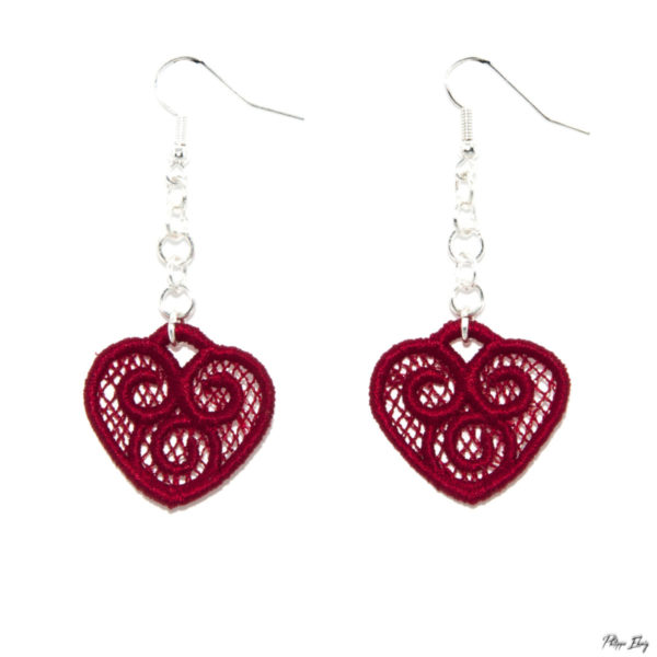 Boucles d'oreilles "Cœur Celtique rouge", bijoux fantaisie