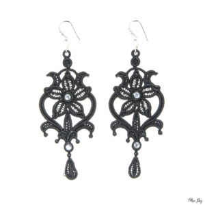 Boucle d'oreille "Marquise noire", bijoux fantaisie