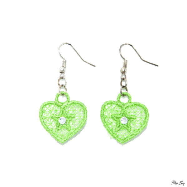Boucles d'oreilles "Petit Cœur vert", bijoux fantaisie