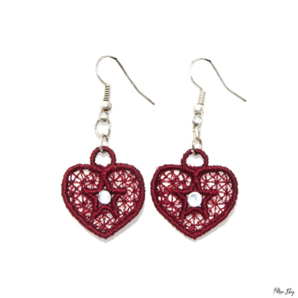 Boucles d'oreilles "Petit Cœur Bordeaux" , bijoux fantaisie