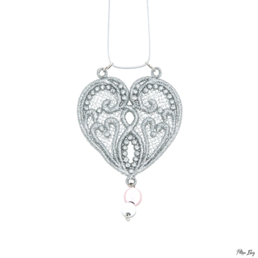 Pendentif Cœur perlé, bijoux fantaisie