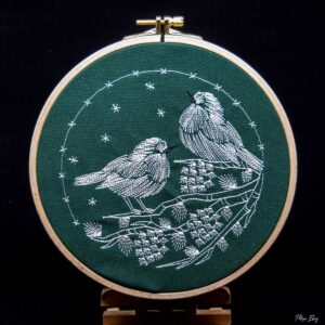 cadre rond "mésange", décoration intérieur, Noël