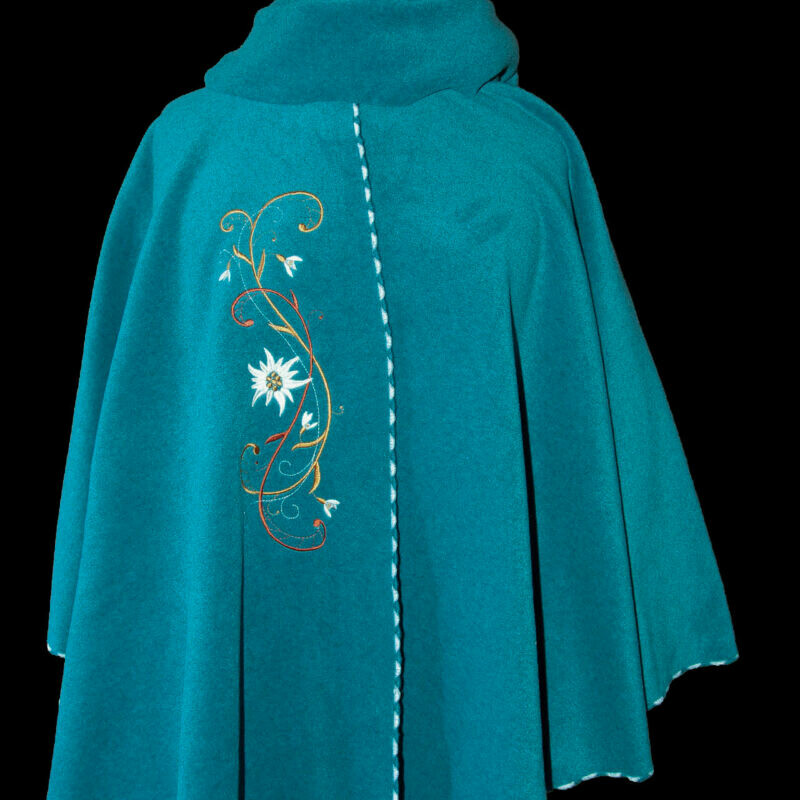 Cape brodée : Bleu canard Edelweiss et Perce-Neige