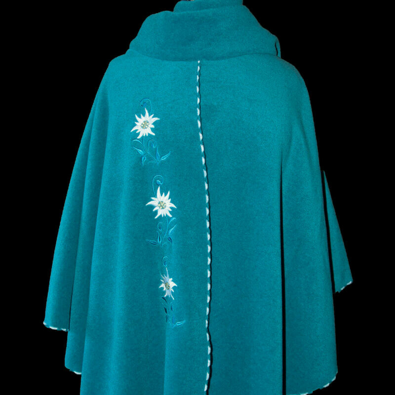 Cape brodée : Bleu canard Edelweiss